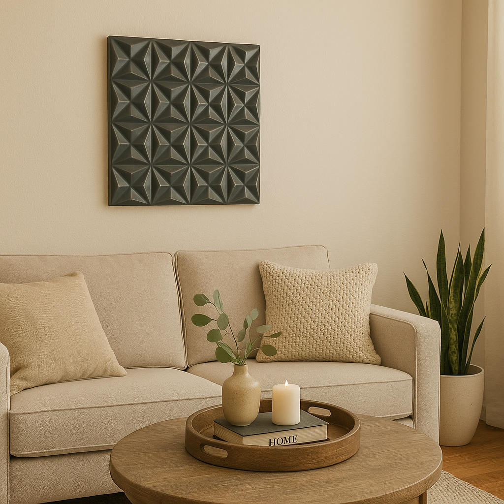 Black Square Shape Handcrafted MDF Wall Decor -16 X16 Elegant Home