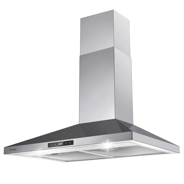 30-Inch Wall-Mounted Range Hood with 450 CFM Touch Panel Stainless Steel Kitchen Vent