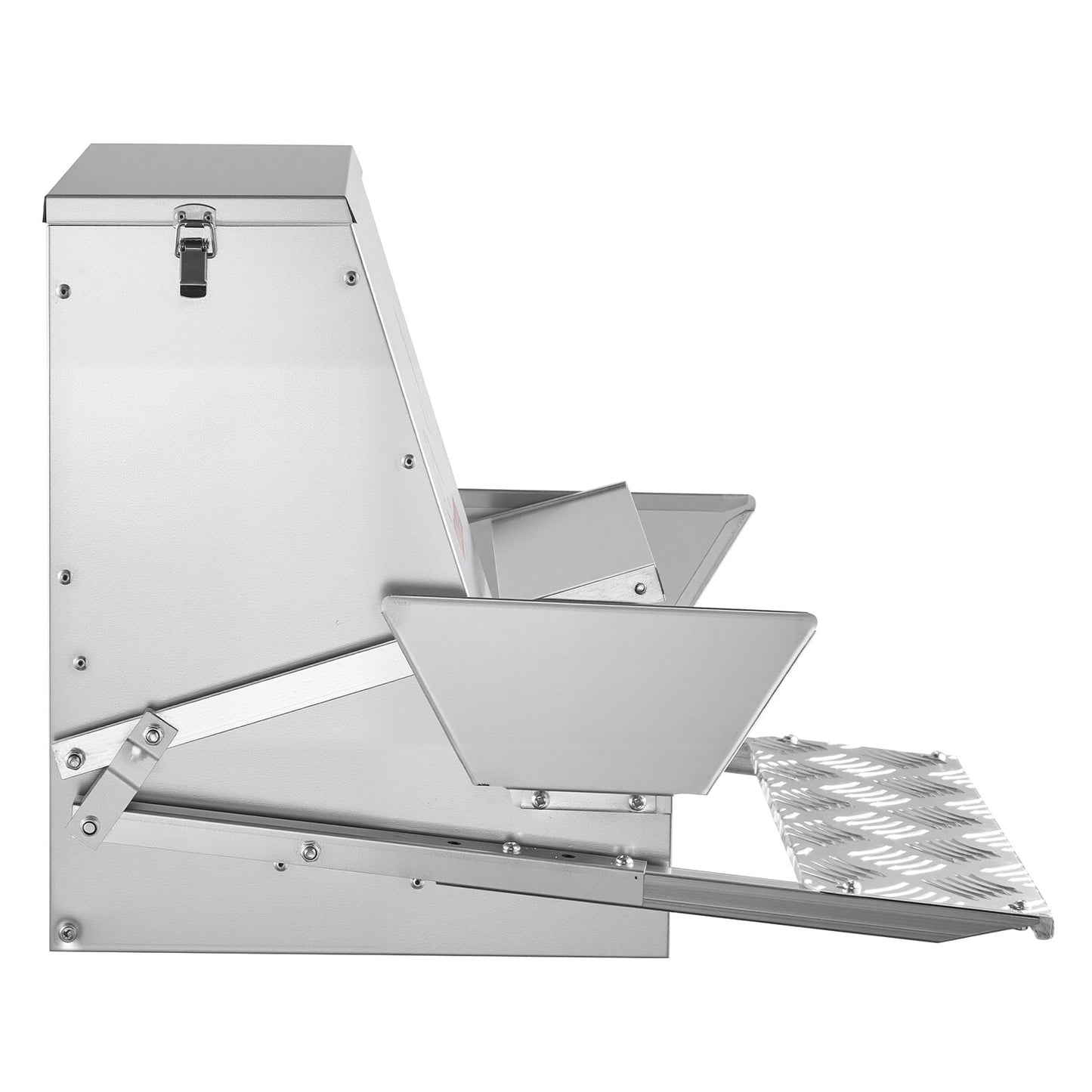 40L Rainproof Poultry Feeder with Lockable Lid - Galvanized Steel, No Waste