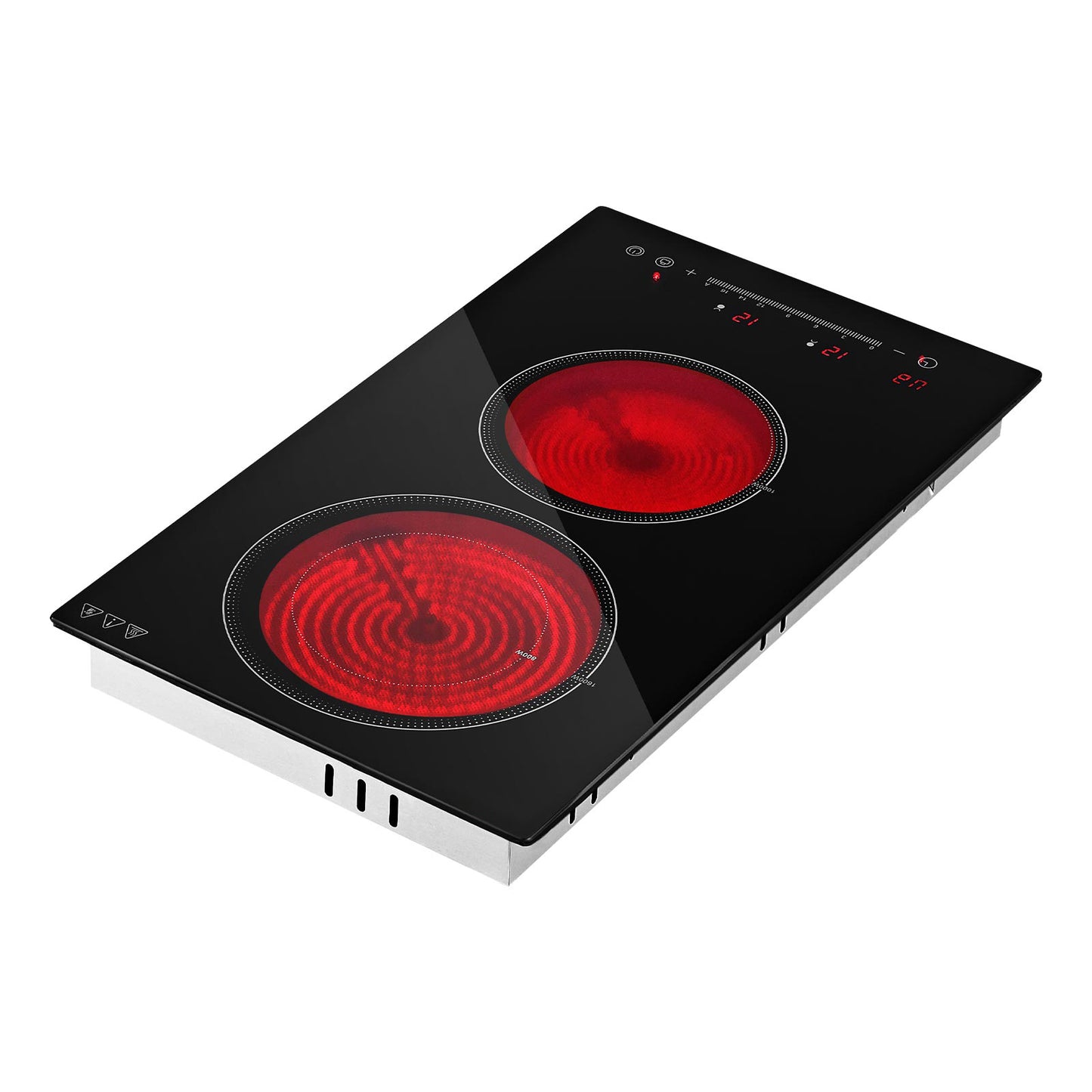 12-Inch Electric Cooktop with 2 Burners, 1800W Portable Stove, Touch Control, Timer & Child Lock