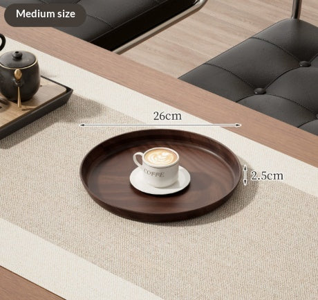 Wood Grain Round Tray Multi-Purpose Dining Plate for Home Use