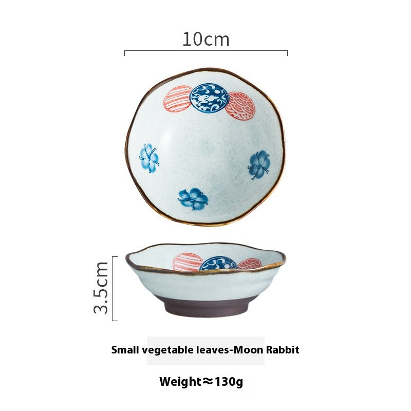 Ceramic Condiment Dish Set - Retro Style Hot Pot Vinegar Sauce Plate