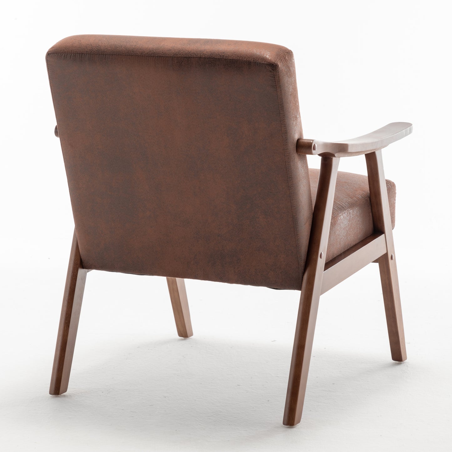 Mid-Century Modern Accent Chair with Solid Wood Frame - Brown