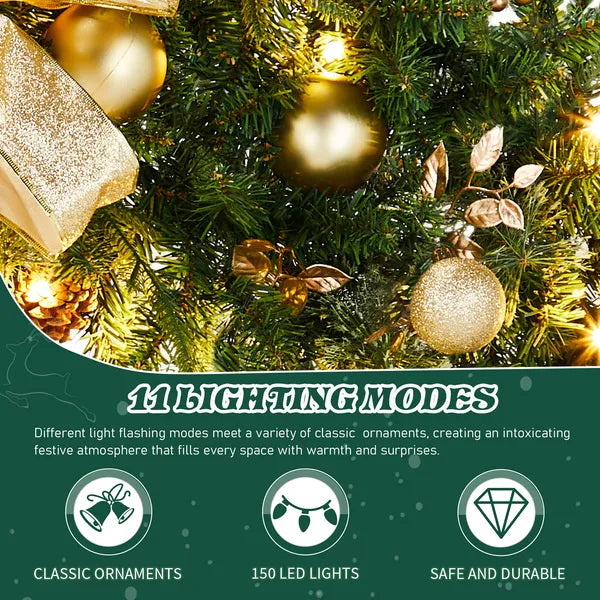 60-Inch Pre-Lit Christmas Wreath with 220 LED Lights & DIY Ornaments