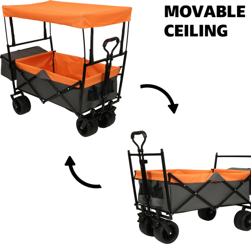 Large Capacity Collapsible Wagon with Canopy and Mosquito Net - All-Terrain Wheels, Foldable Garden Cart
