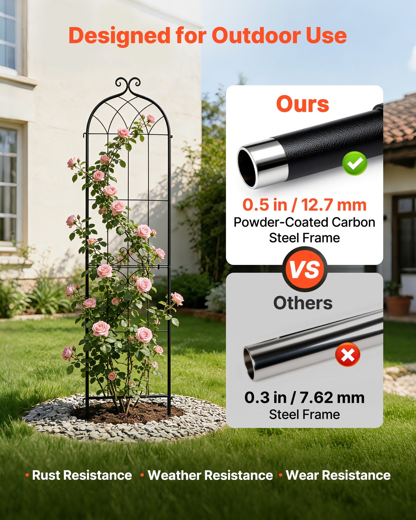 Garden Trellis 87x20 Inch Metal Plant Support Set for Roses Vegetables & Vines