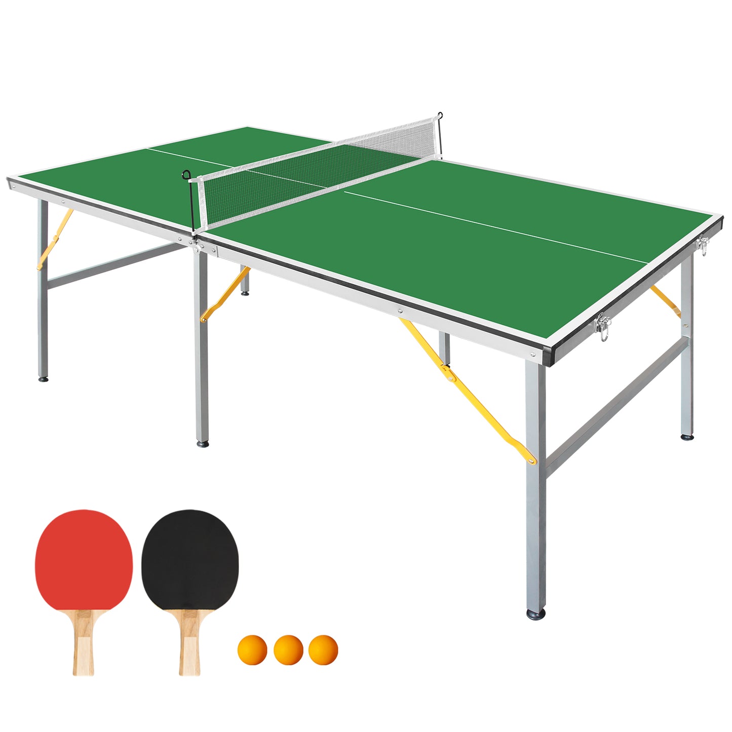 6FT Foldable Table Tennis Table Set - Green with Net, Paddles & Balls