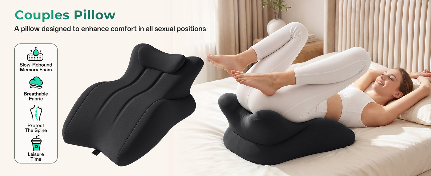 Ergonomic Memory Foam Support Pillow for Couples - Black