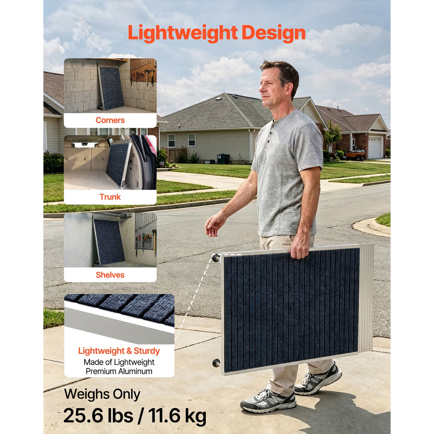 Doorway Ramp Aluminum Wheelchair Ramp 36x36-In Non-Slip Platform Adjustable Height
