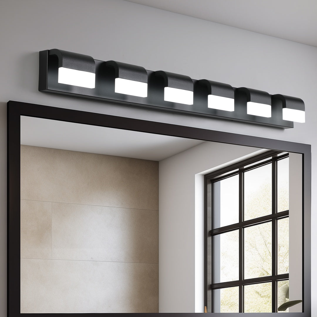 6-Light Modern LED Bathroom Vanity Light Fixture - Black