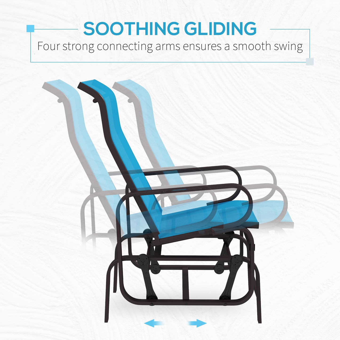 Gliding Lounger Chair - Lightweight Metal & Mesh Construction, Blue