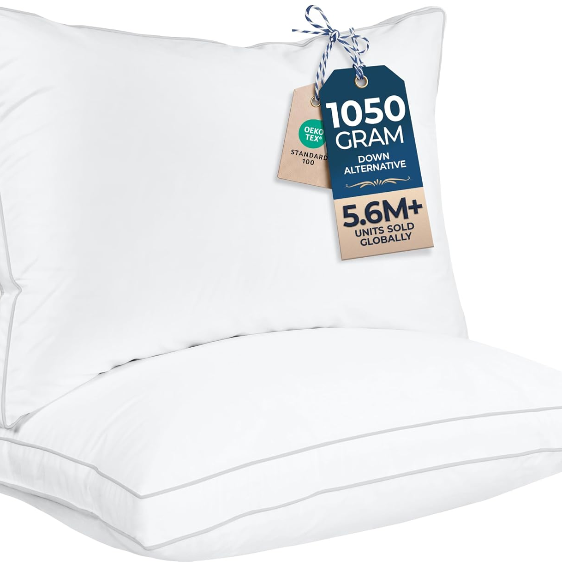 Queen Size Gusset Bed Pillow Set - Soft White Hotel-Style Comfort