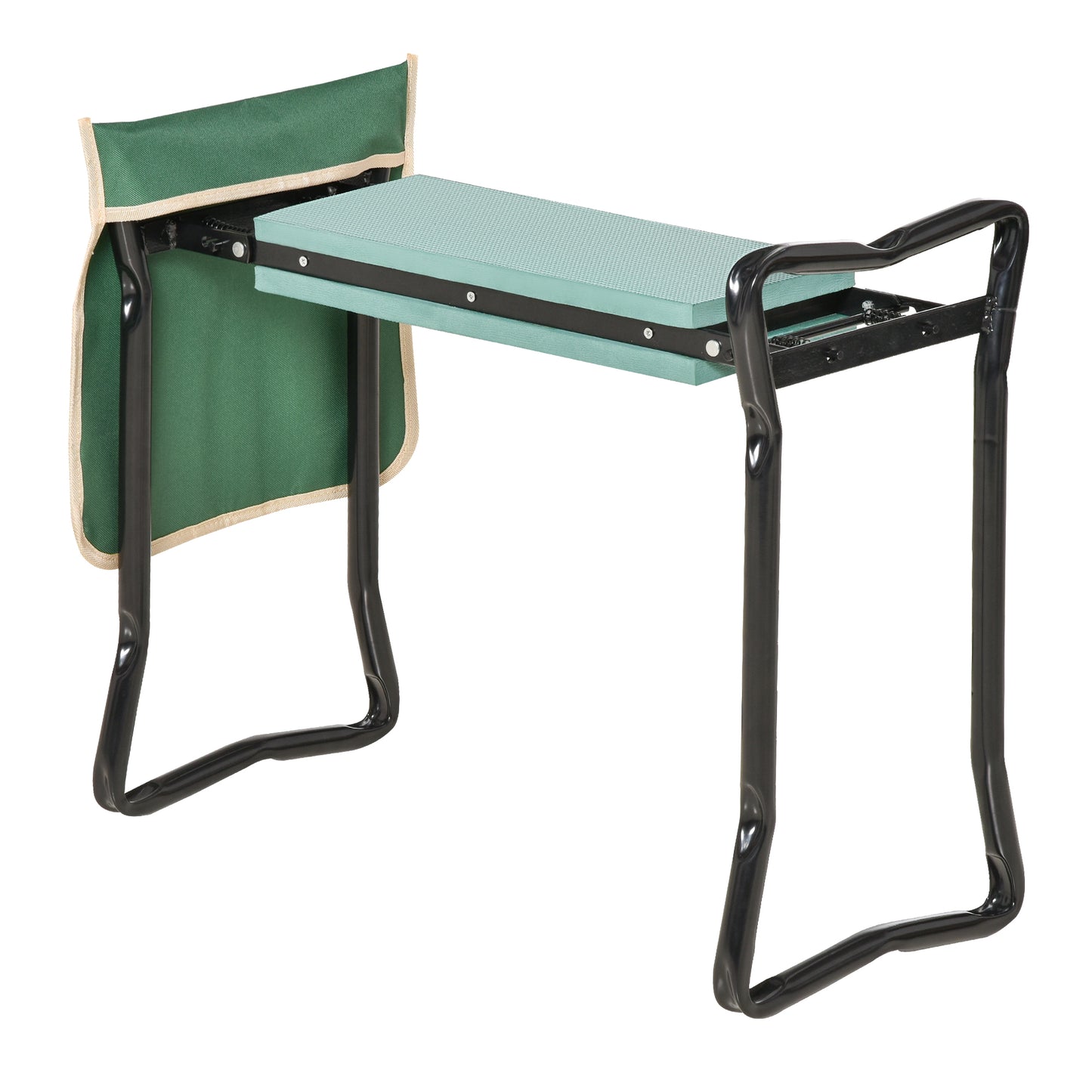 Garden Kneeler Seat Stool with Tool Pouch - Folding Gardening Bench, Green