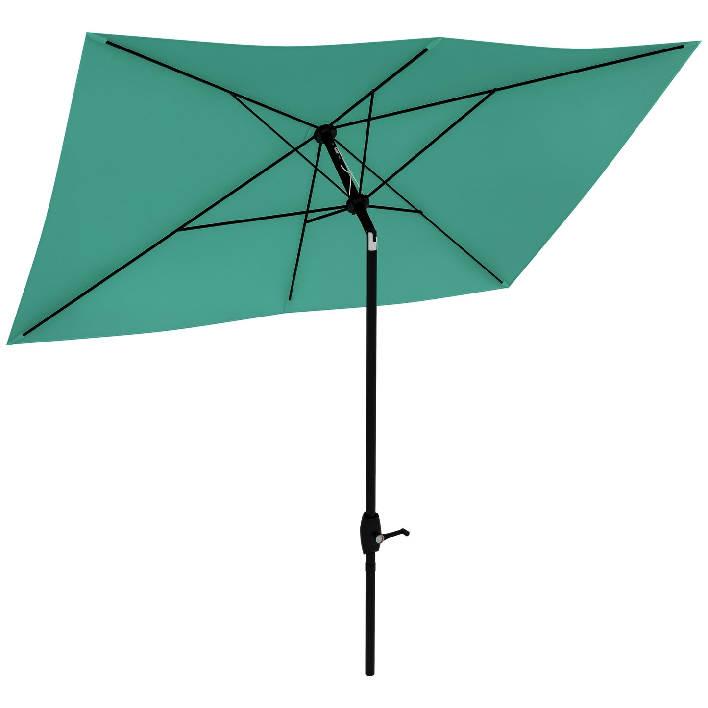 Rectangular Market Umbrella with Crank & Tilt - Teal
