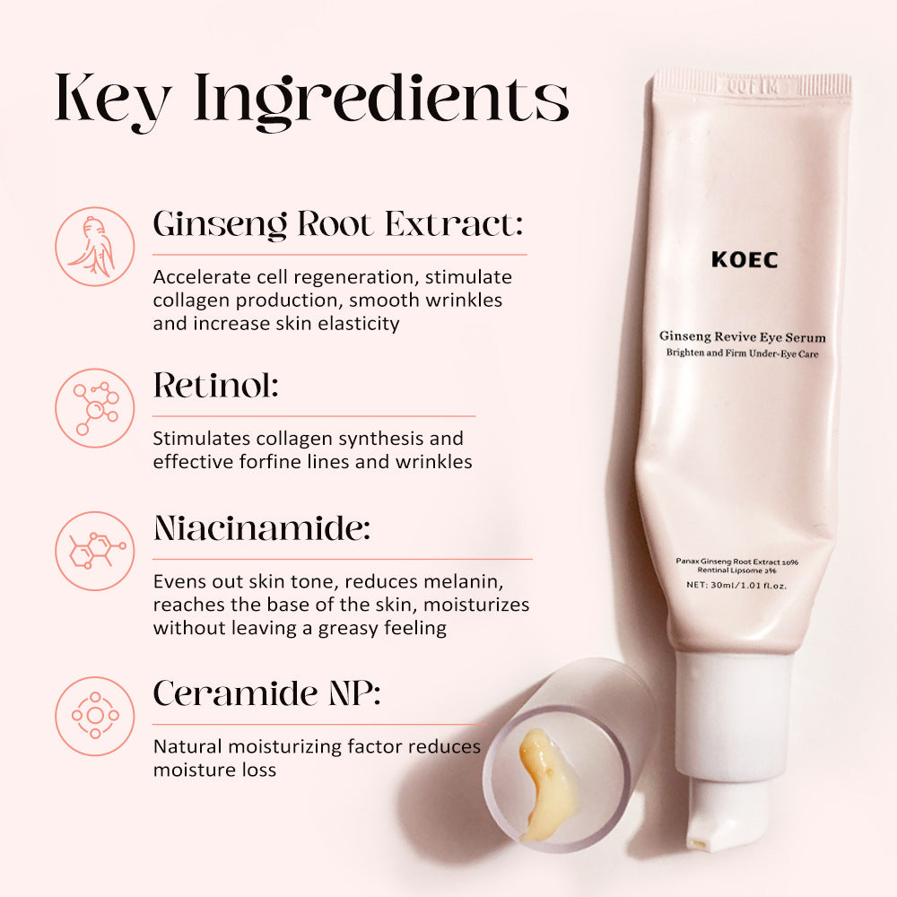 Retinol Eye Cream for Wrinkles and Dark Circles - Ginseng & Pink Peptide Options
