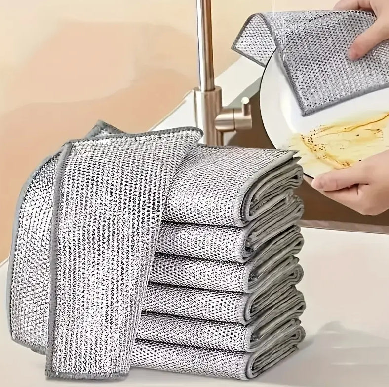Double-Sided Kitchen Oilproof Cleaning Scouring Pad - Microfiber, 20x20cm, Multi-Pack