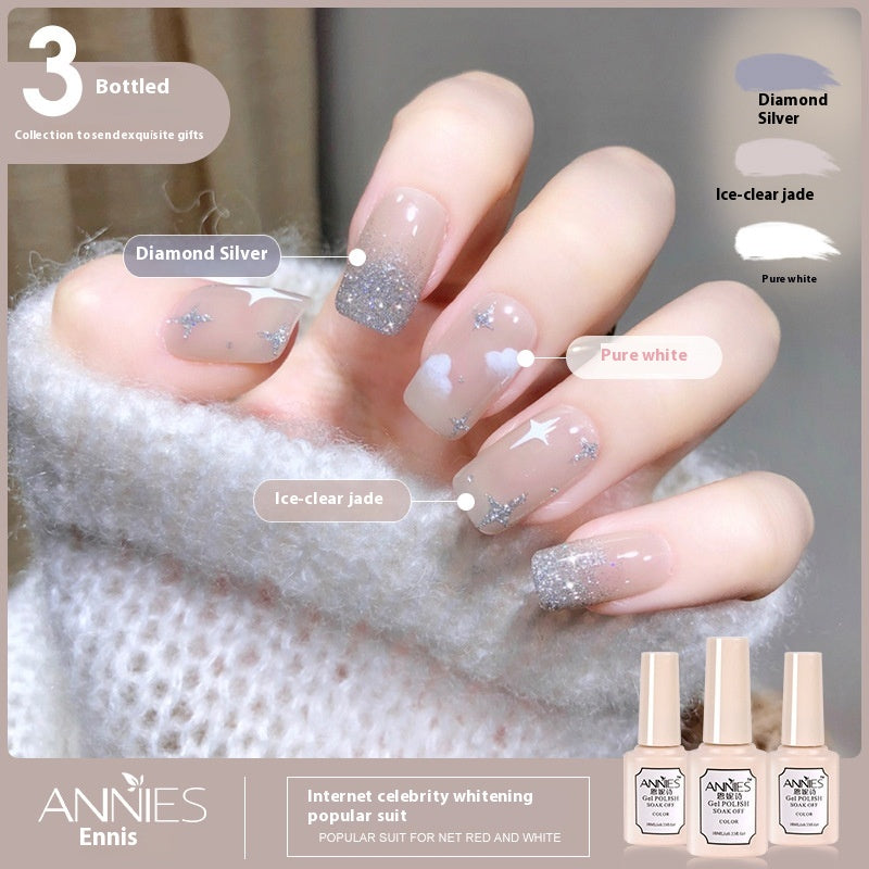 Three-Color Gel Nail Polish Set for Manicure - Nude, Purple, Orange
