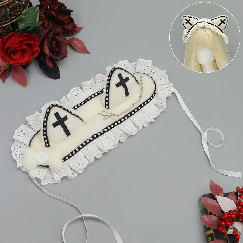 Goth Cat Ear Hair Band with Rivet Detail