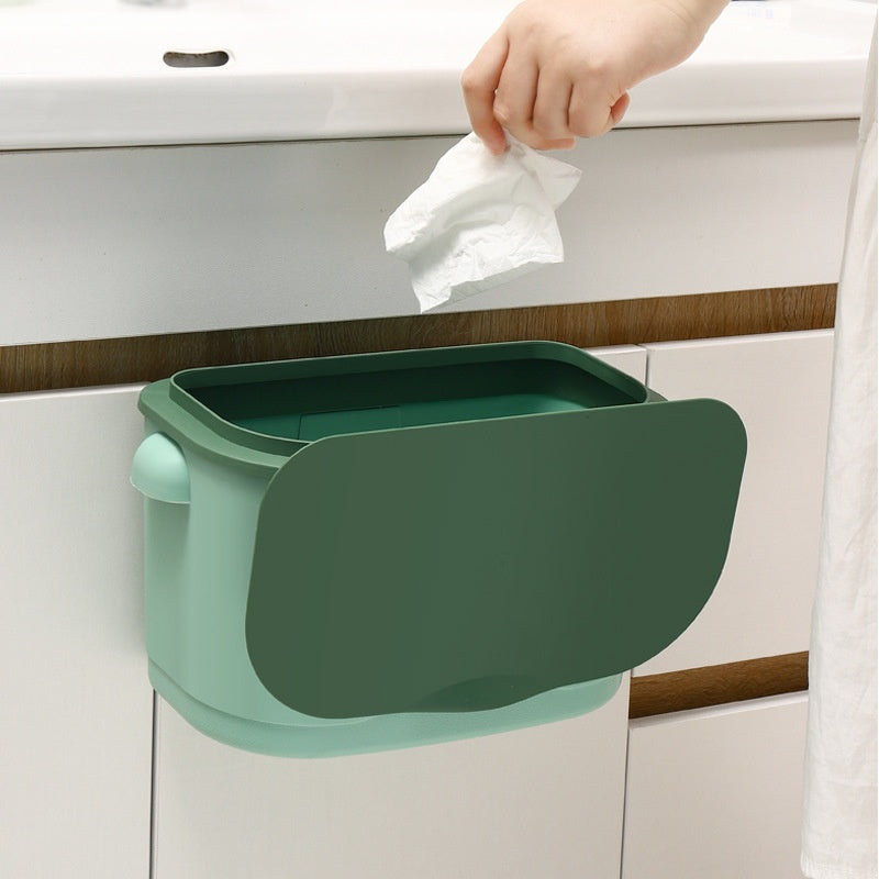 Wall-Mounted Trash Can for Bathroom and Kitchen - 7L Plastic Storage Bin