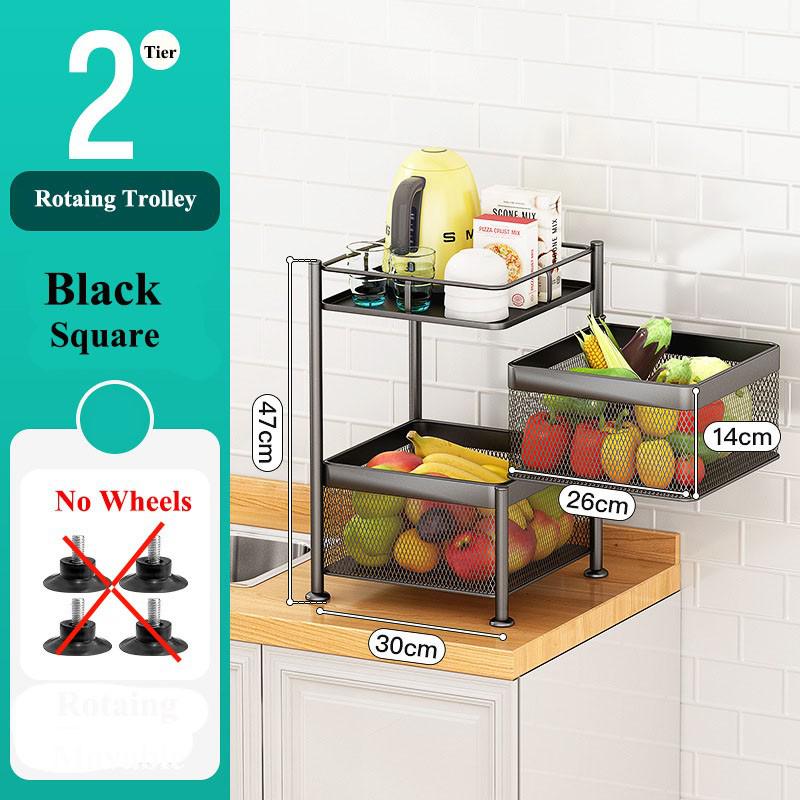 Vegetable Storage Basket Rack with Wheels - Multi-Layer Metal Kitchen Organizer