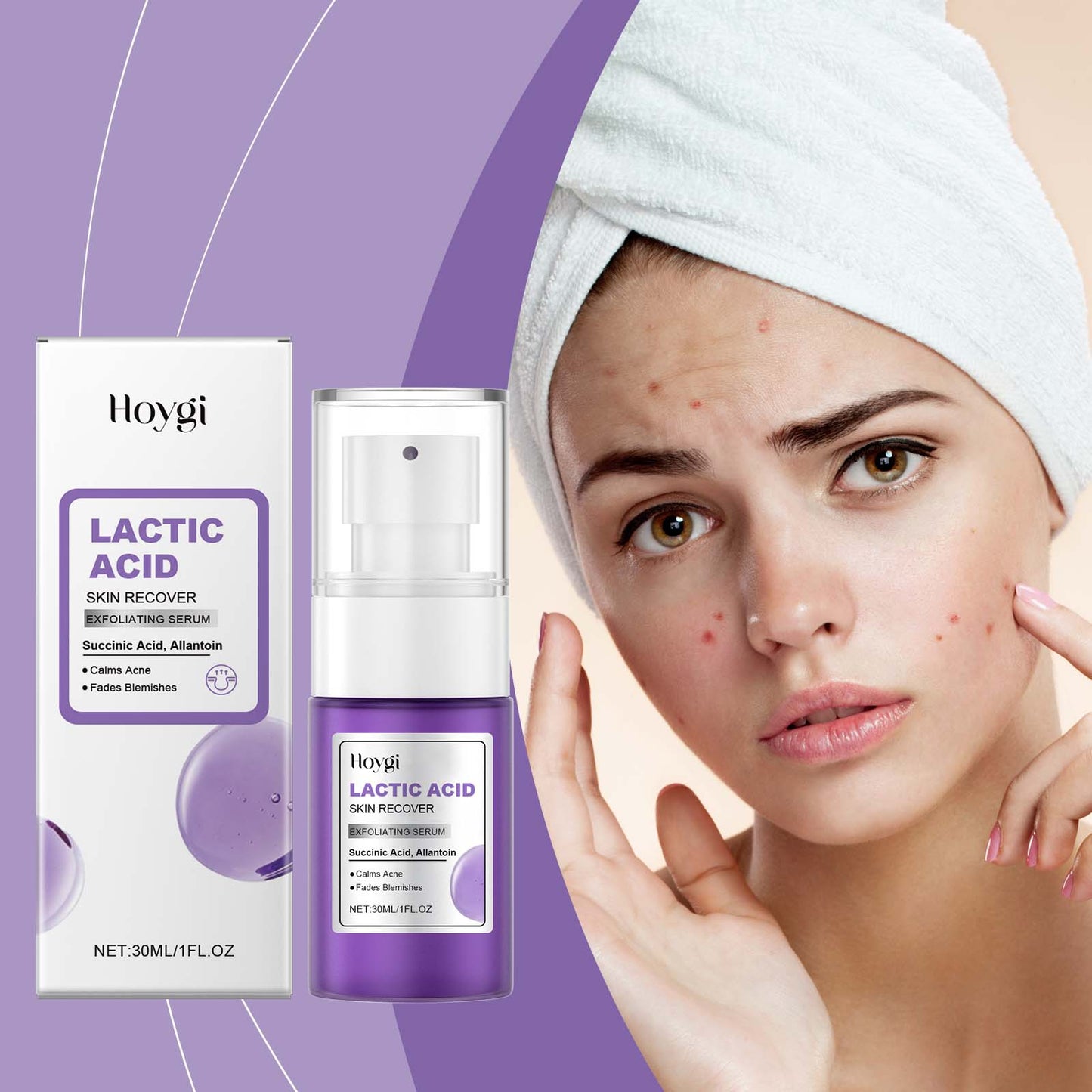Exfoliating Face Serum with Lactic Acid - 30ml Pore Refining Skin Treatment