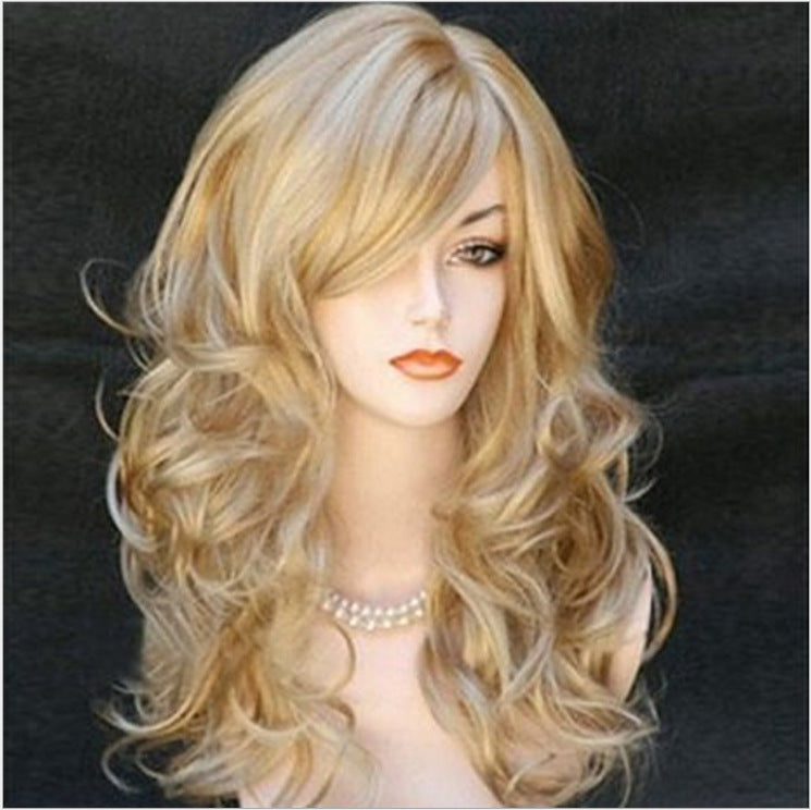 European & American Style Women's Synthetic Wig - 62cm, Yellow