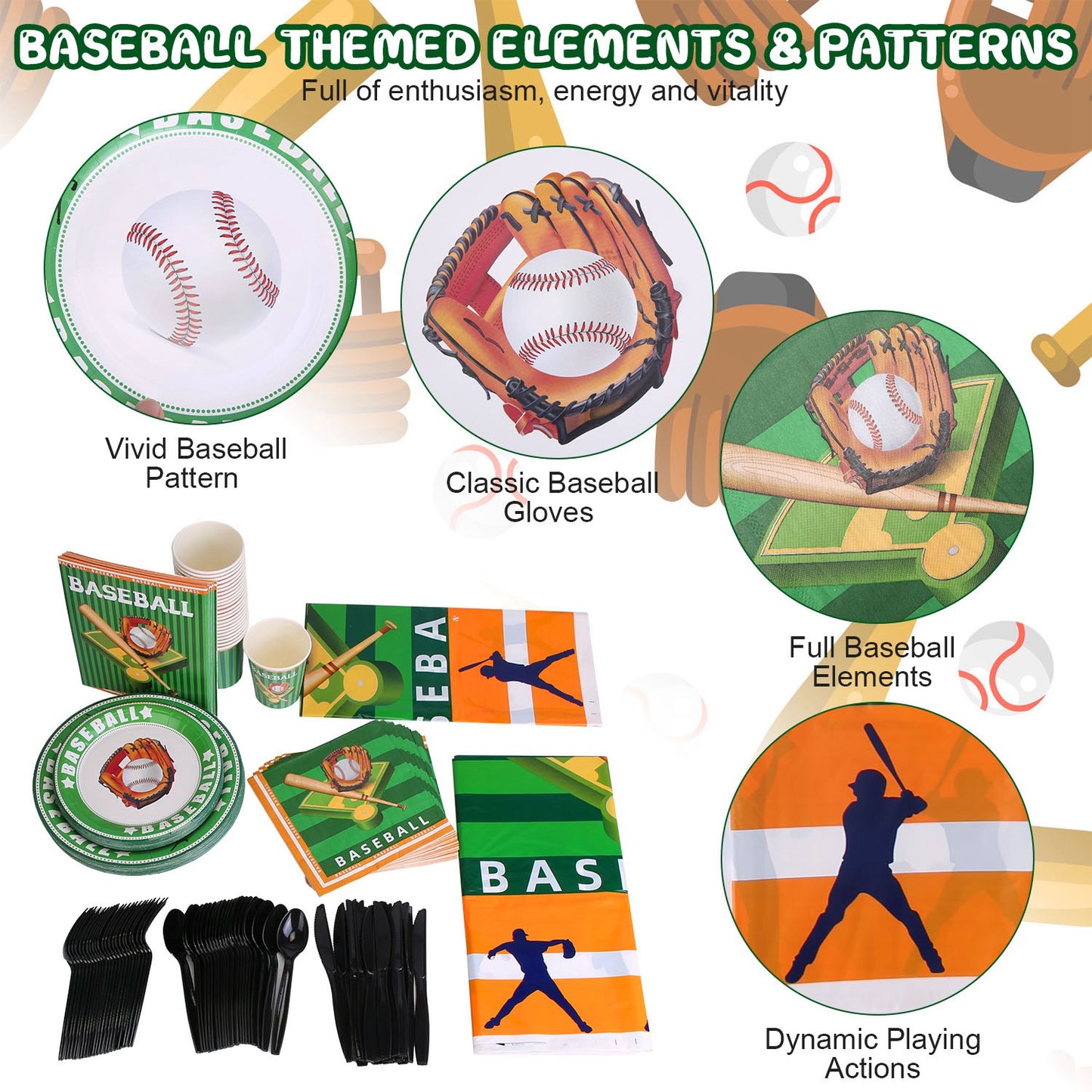 171-Piece Baseball Party Supplies Set for 24 Guests