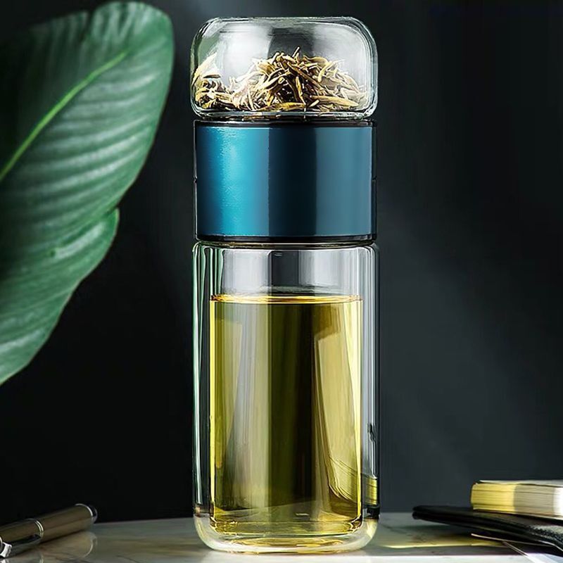 Double Layer Heat Insulation Glass Cup - Water and Tea Separation