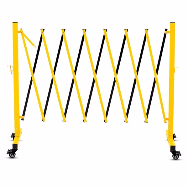 Metal Expandable Barricade 11FT Retractable Safety Fence with Casters