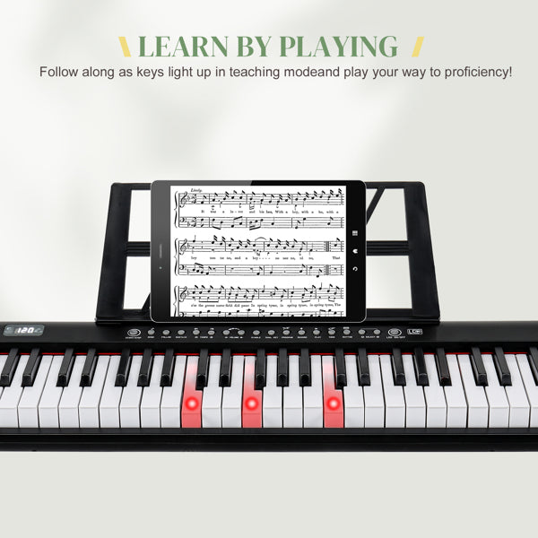61-Key Electronic Keyboard with Light-Up Display & Stool Set