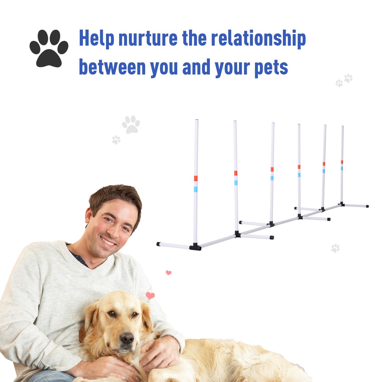 Dog Agility Poles Set - Outdoor Weave Poles for Training & Play, Includes Storage Bag