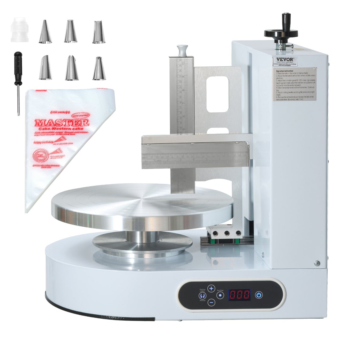 Cake Decorating Machine for 4-12 Inch Cakes - White, Adjustable Speed