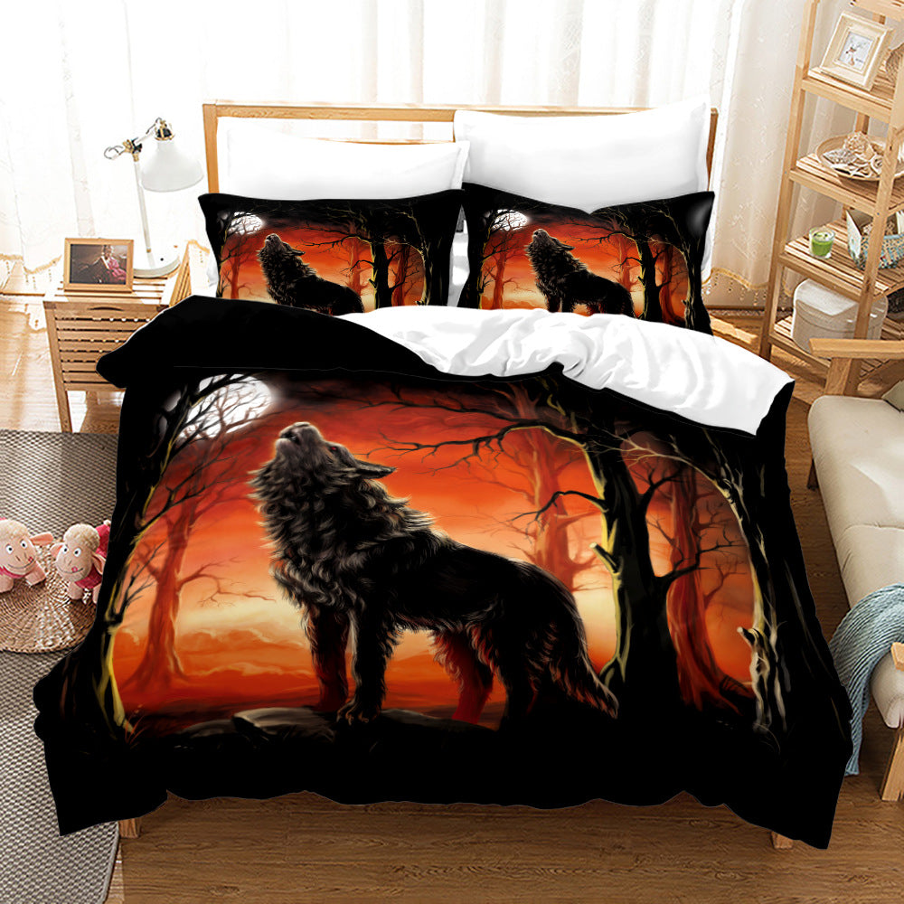Digital Printed Wolf Bedding Set - 3-Piece Bed Linen for Home Decor