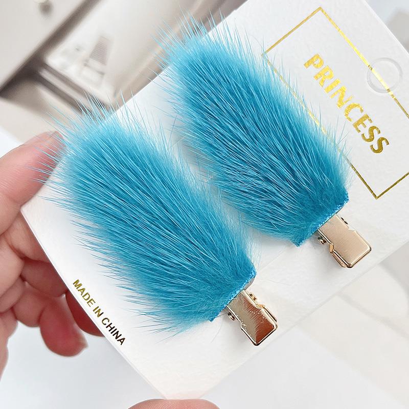 Women's Mink Hair Seamless Plush Hairpin - Retro Japanese Korean Style