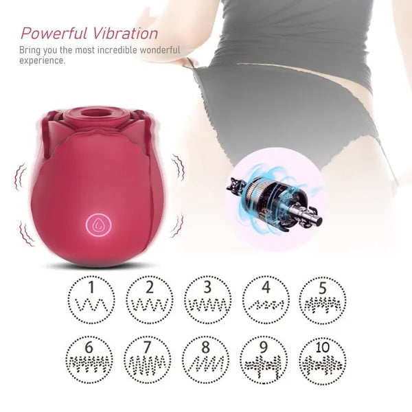 Rose Clitoral Sucking Vibrator - 10-Speed Rechargeable Personal Massager