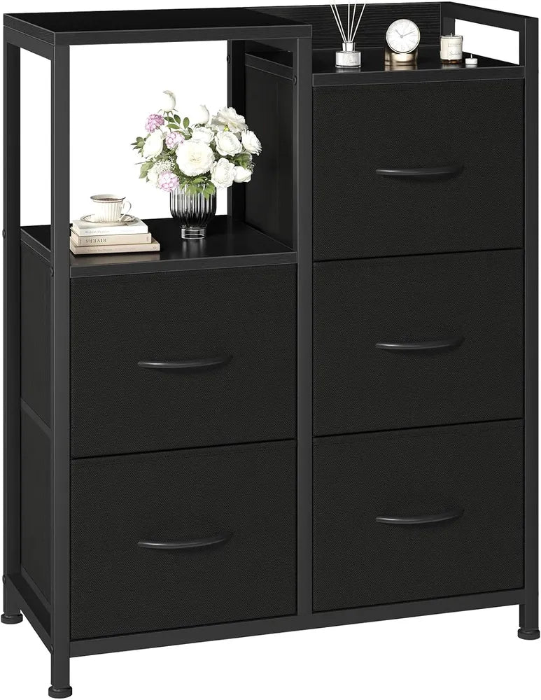 5 Drawer White Dressers For Bedroom 2 Tier Shelf Small Fabric Dresser
