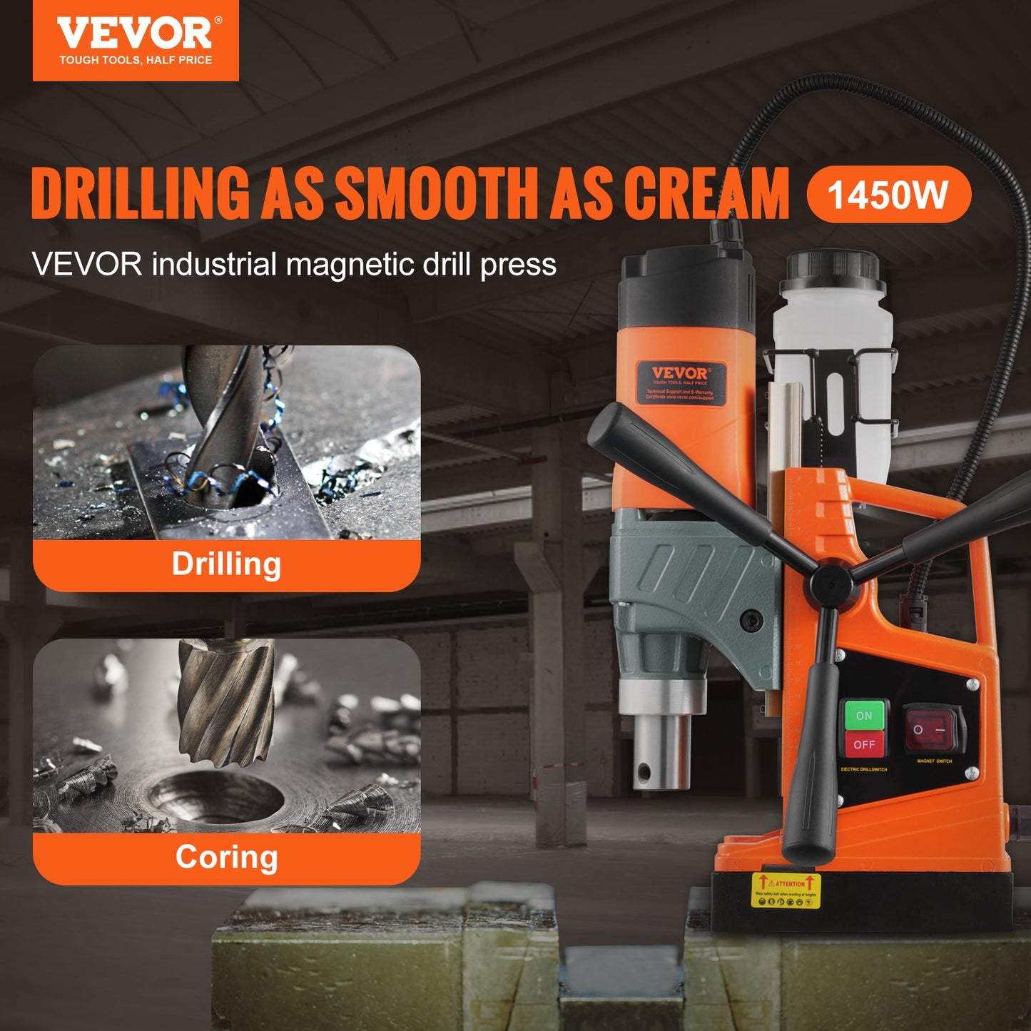 Portable Electric Magnetic Drill - 1450W, 850 RPM for Home Improvement