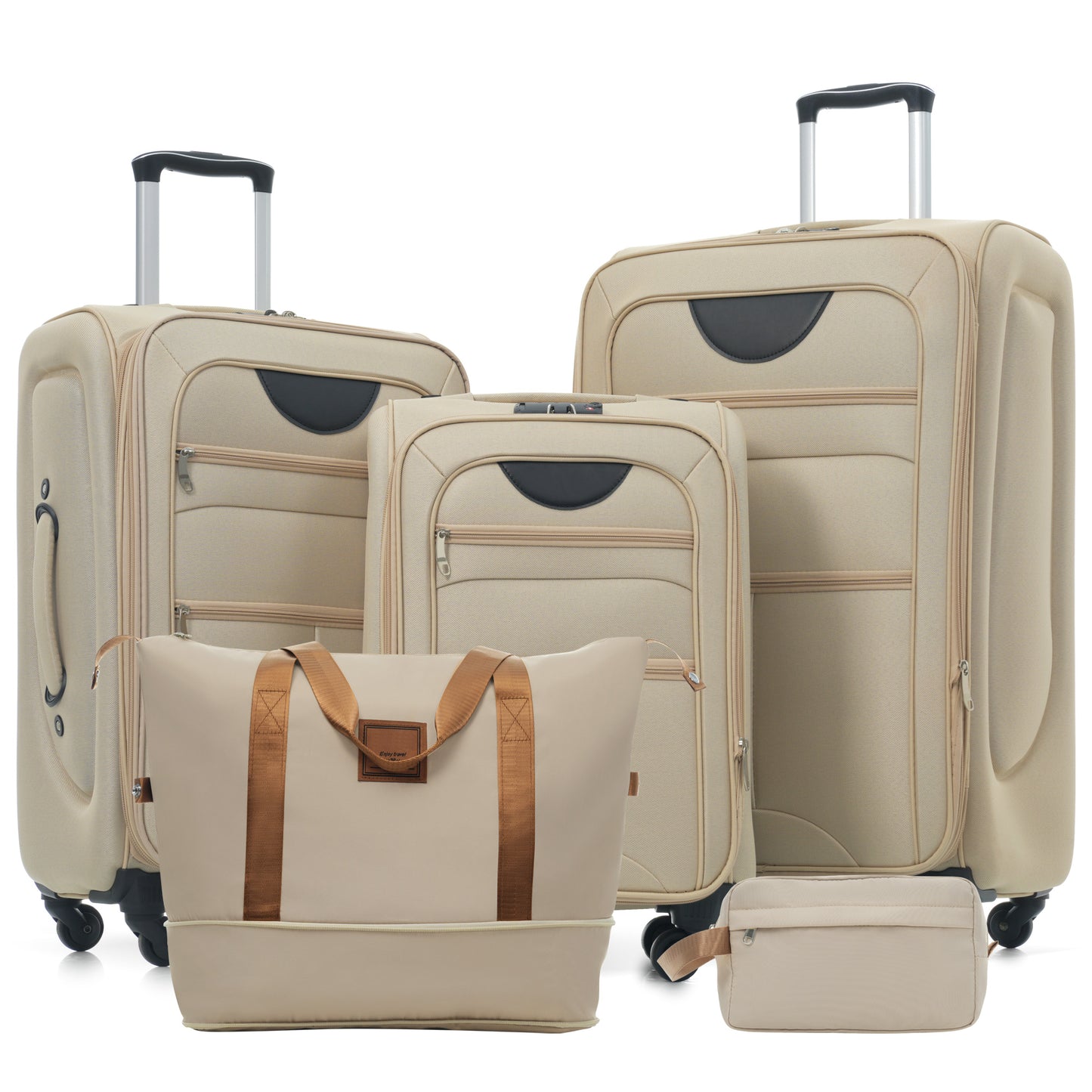 Expandable Softside Luggage Set with Duffel Bag - Khaki, 3 Pieces