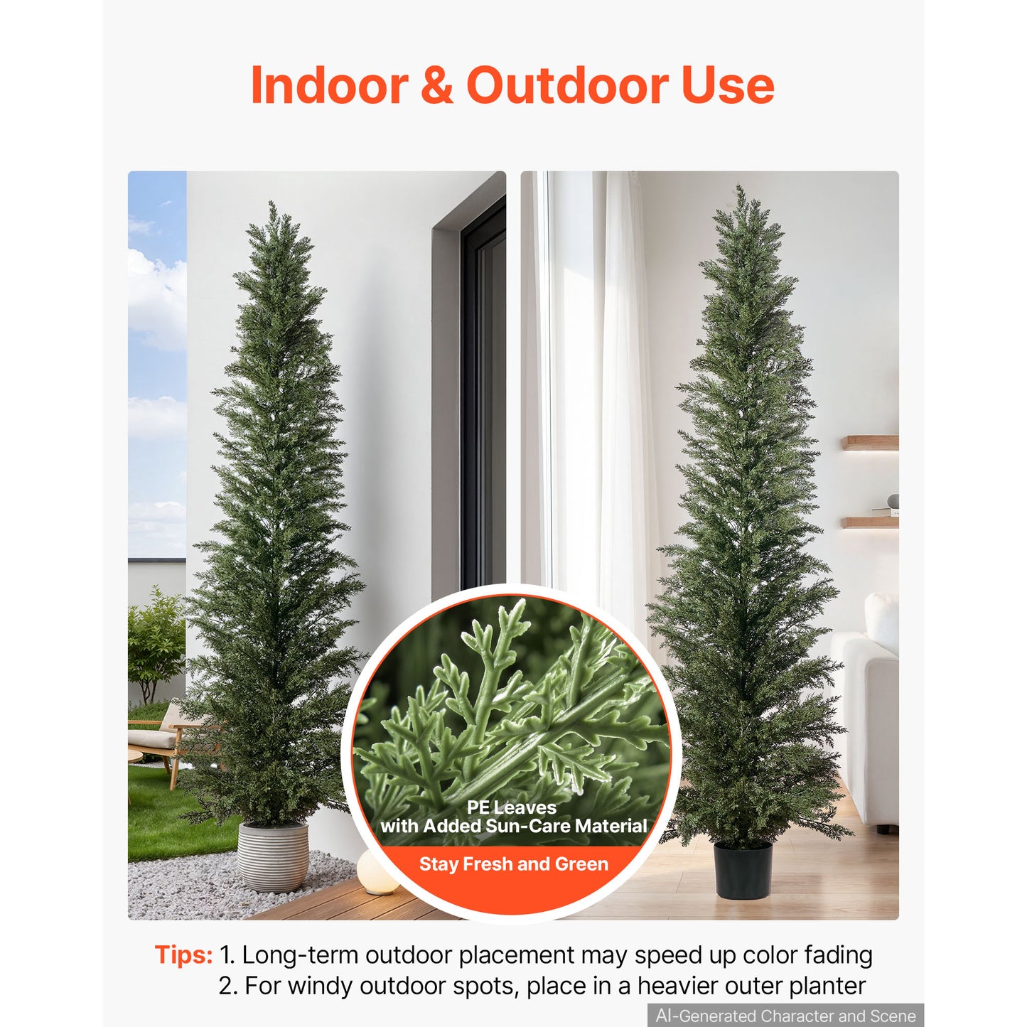 8 Ft Artificial Topiary Cedar Tree Set of 2 with Pots - Greenery Decor for Indoor & Outdoor