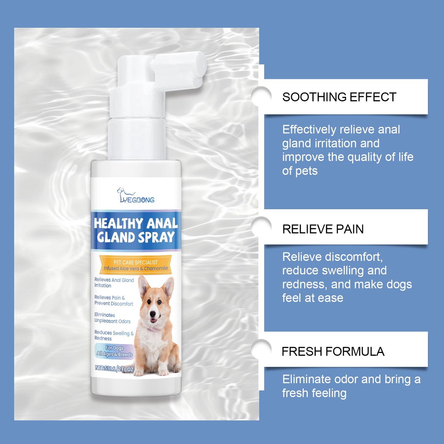 Dog Anal Gland Spray - Pet Gland Care Relief for Infection, Itching & Odor