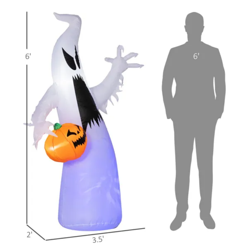 Inflatable Halloween Ghost Decoration with LED Lights - 70.75"