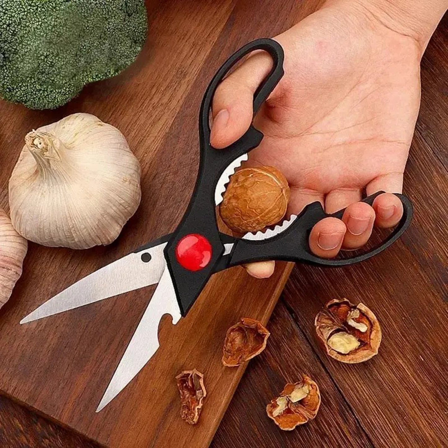 Multipurpose Kitchen Scissors with Bottle Opener - Black