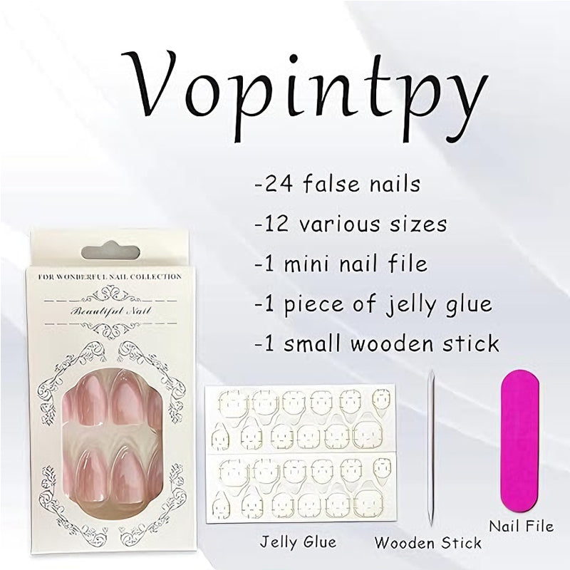 24-Piece Aurora Long Press-On Nails - Square Fake Nail Tips