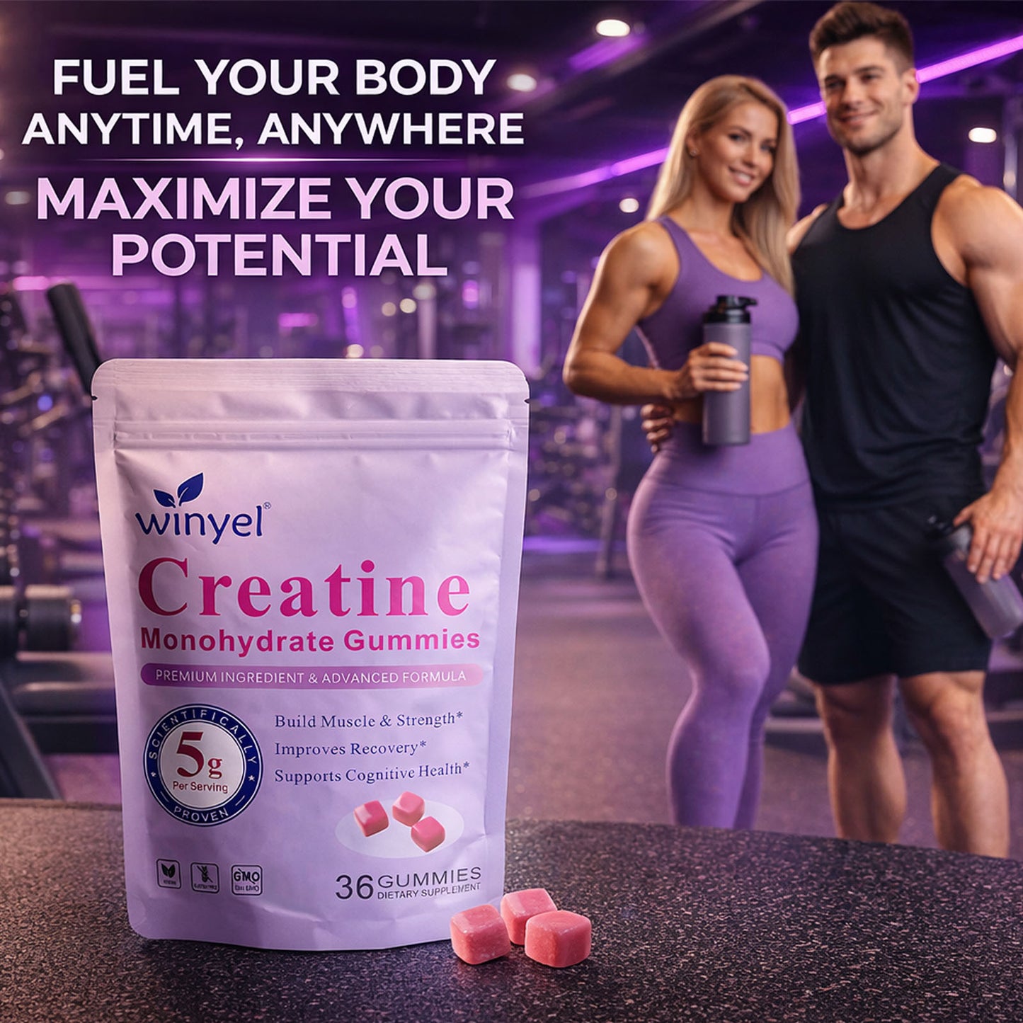 Creatine Monohydrate Gummies - Sugar-Free Muscle & Cognitive Support