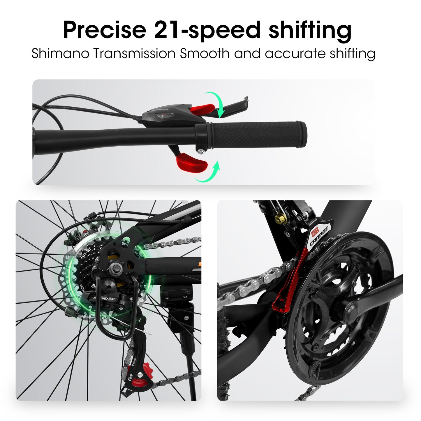 26 Inch Unisex Mountain Bike with Steel Frame & Shock Absorber