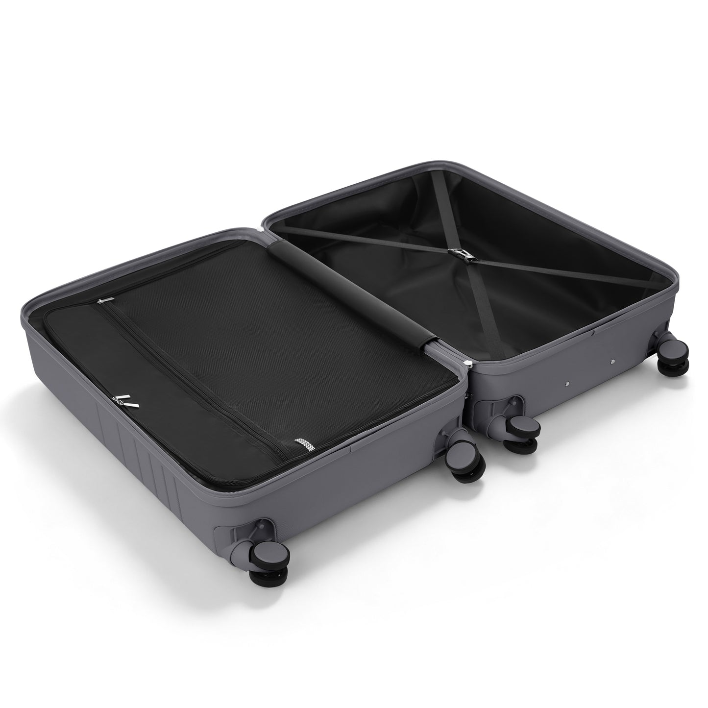 4-Piece Luggage Set with USB Charging Ports - Grey