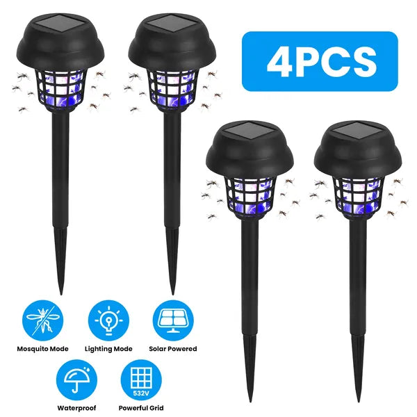4 Pack Solar Mosquito Zapper Torch with UV & White Light