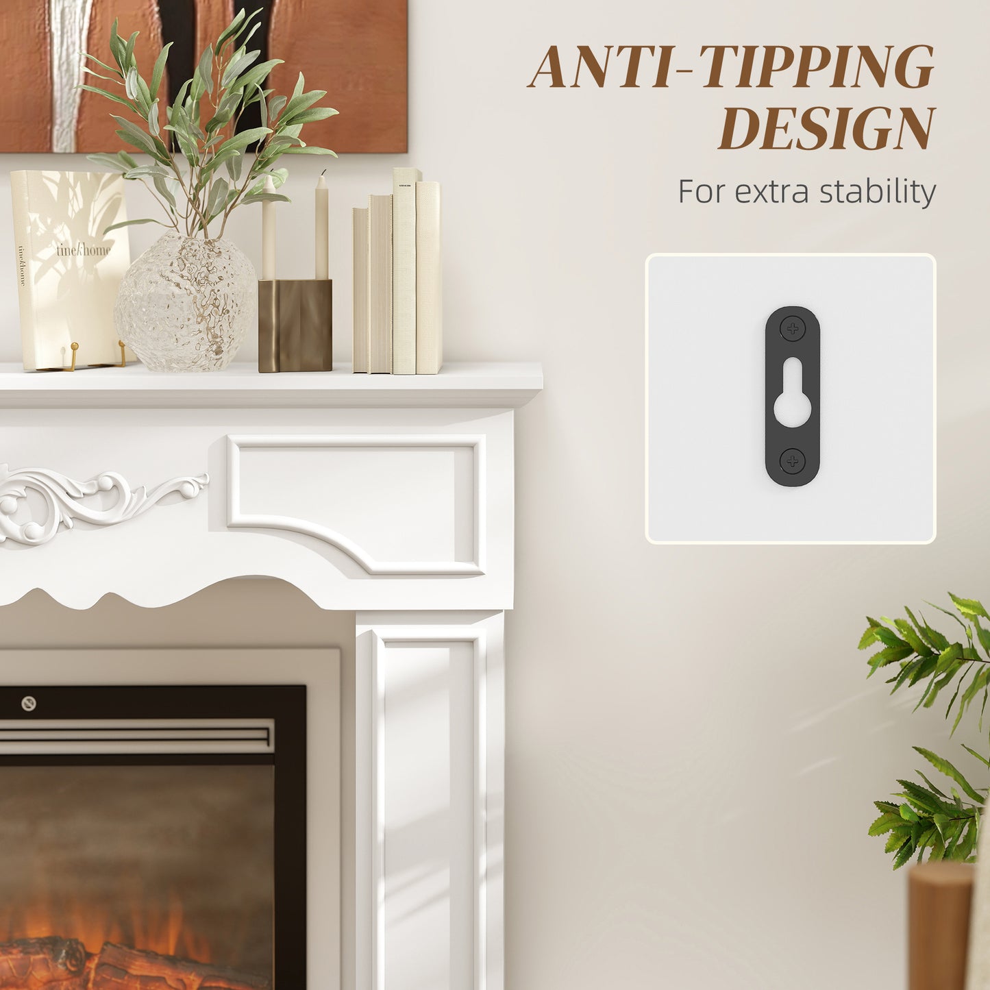 White Baroque Fireplace Mantel Surround for Electric Fireplaces - 43.3 Inch Wide