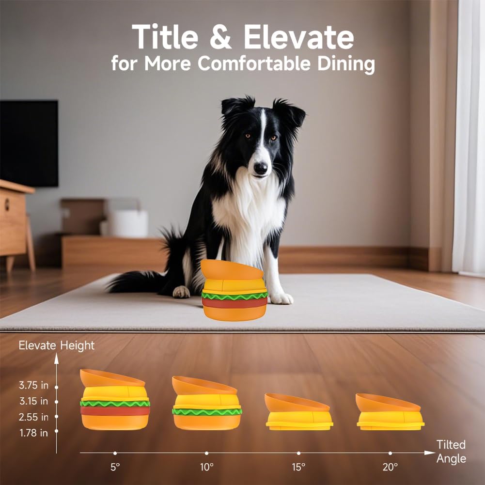 Multi-Layer Hamburger Pet Bowl for Cats and Dogs - 5-in-1 Combination