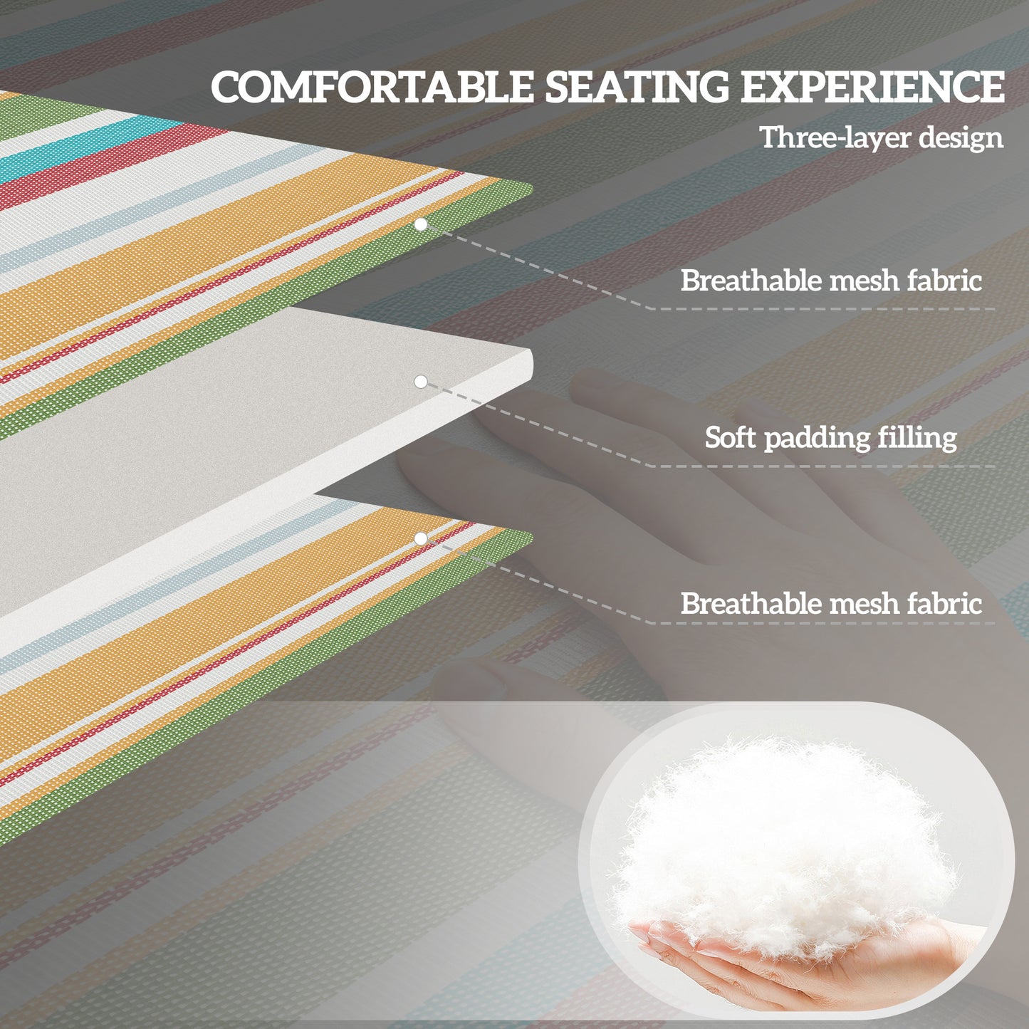 2-Piece Folding Chaise Lounge Chairs with 5-Position Recline - Rainbow Striped